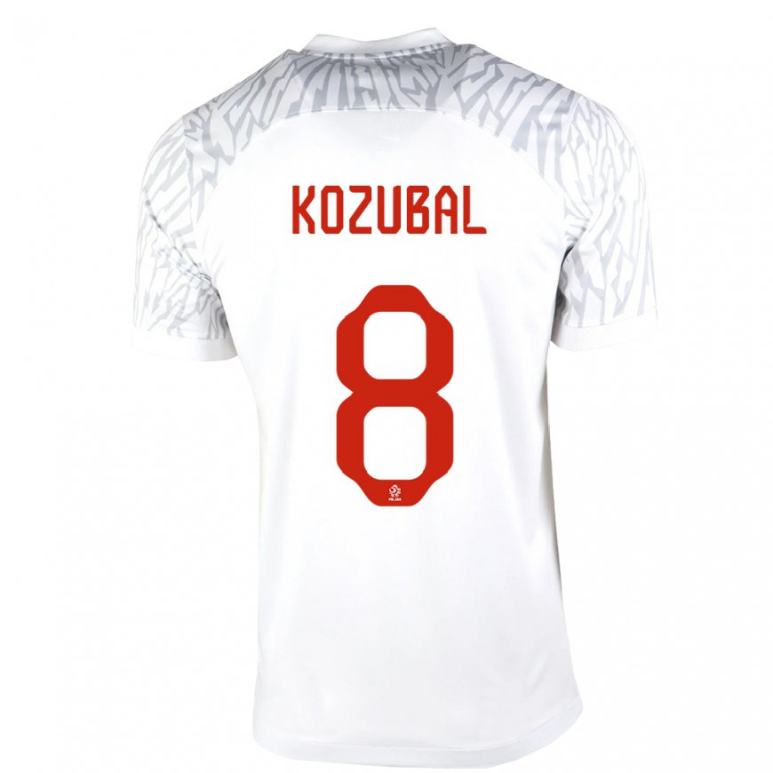 Kandiny Enfant Maillot Pologne Antoni Kozubal #8 Blanc Tenues Domicile 22-24 T-shirt