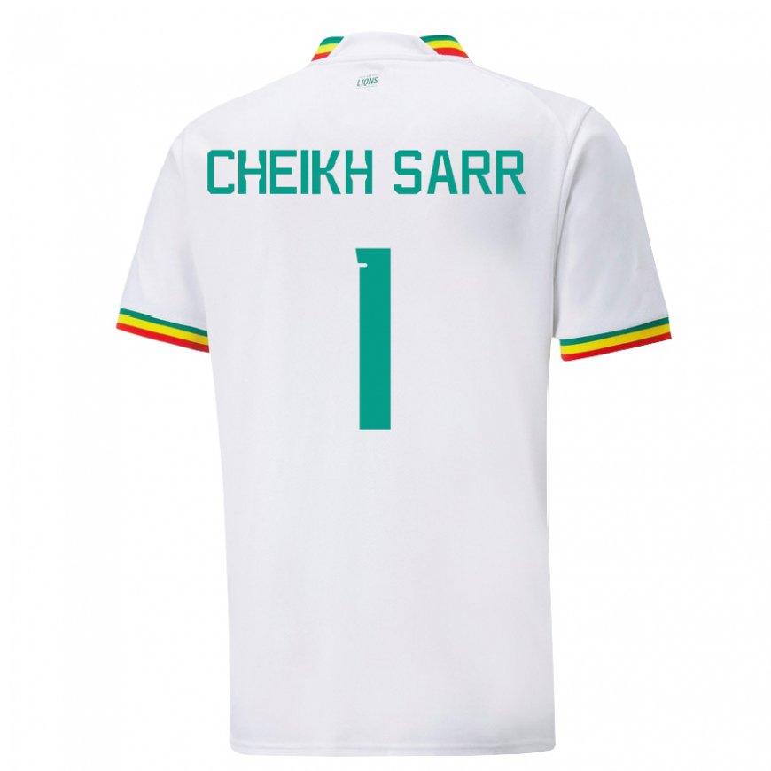 Kandiny Enfant Maillot Sénégal Cheikh Sarr #1 Blanc Tenues Domicile 22-24 T-shirt