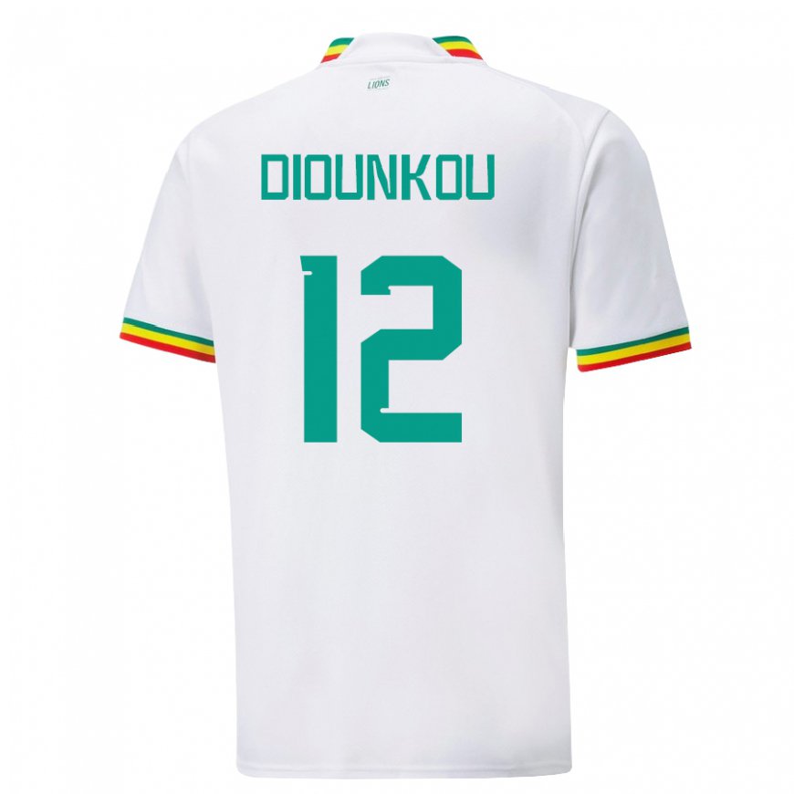 Kandiny Enfant Maillot Sénégal Alpha Diounkou #12 Blanc Tenues Domicile 22-24 T-shirt