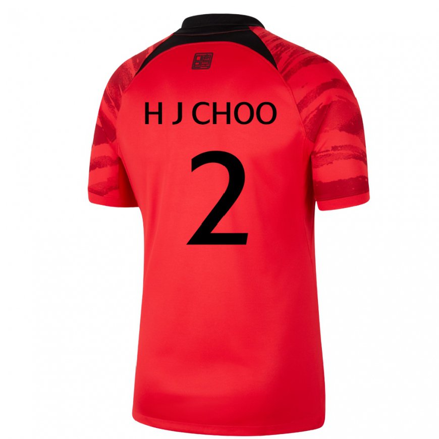 Kandiny Enfant Maillot Corée Du Sud Choo Hyo Joo #2 Rouge Noir Tenues Domicile 22-24 T-shirt