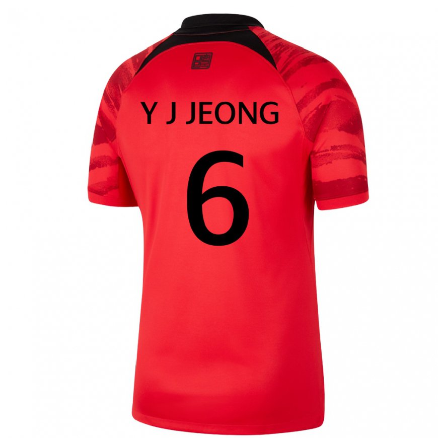 Kandiny Enfant Maillot Corée Du Sud Jeong Yu Jin #6 Rouge Noir Tenues Domicile 22-24 T-shirt