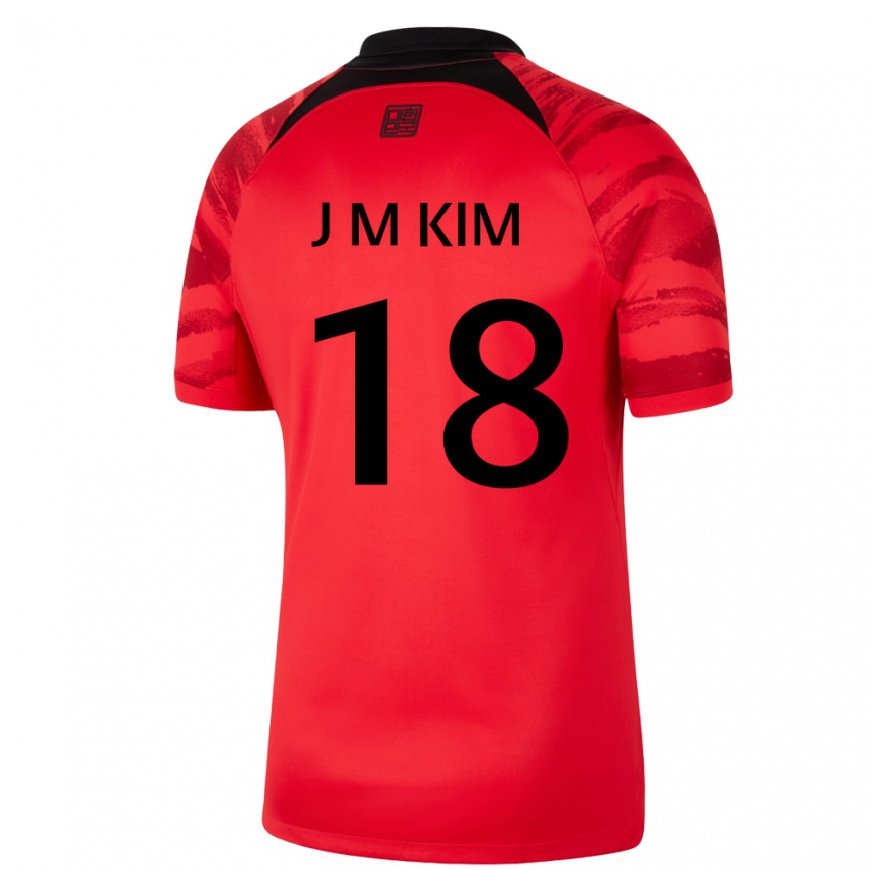 Kandiny Enfant Maillot Corée Du Sud Kim Jung Mi #18 Rouge Noir Tenues Domicile 22-24 T-shirt