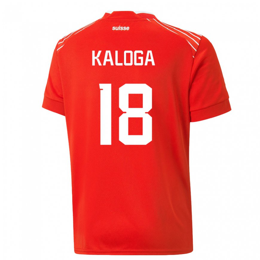 Kandiny Enfant Maillot Suisse Issa Kaloga #18 Rouge Tenues Domicile 22-24 T-shirt