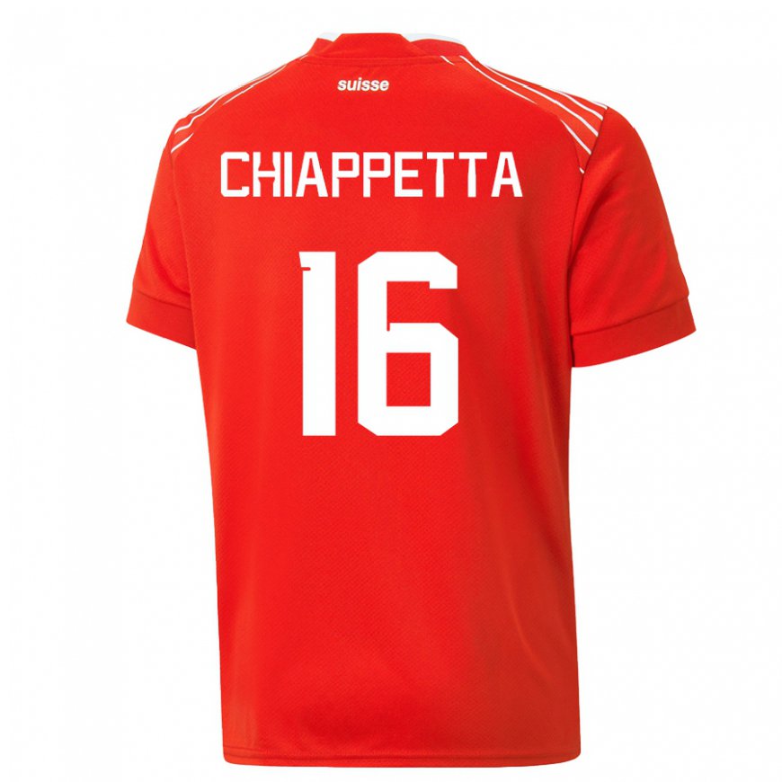Kandiny Enfant Maillot Suisse Carmine Chiappetta #16 Rouge Tenues Domicile 22-24 T-shirt