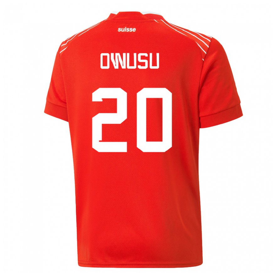Kandiny Enfant Maillot Suisse Tyron Owusu #20 Rouge Tenues Domicile 22-24 T-shirt