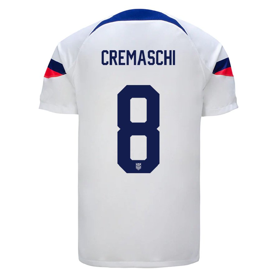 Kandiny Enfant Maillot États-unis Benjamin Cremaschi #8 Blanc Tenues Domicile 22-24 T-shirt