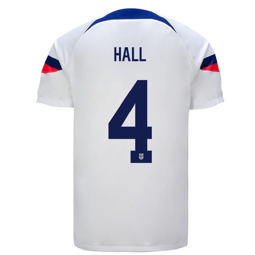Kandiny Enfant Maillot États-unis Tyler Hall #4 Blanc Tenues Domicile 22-24 T-shirt