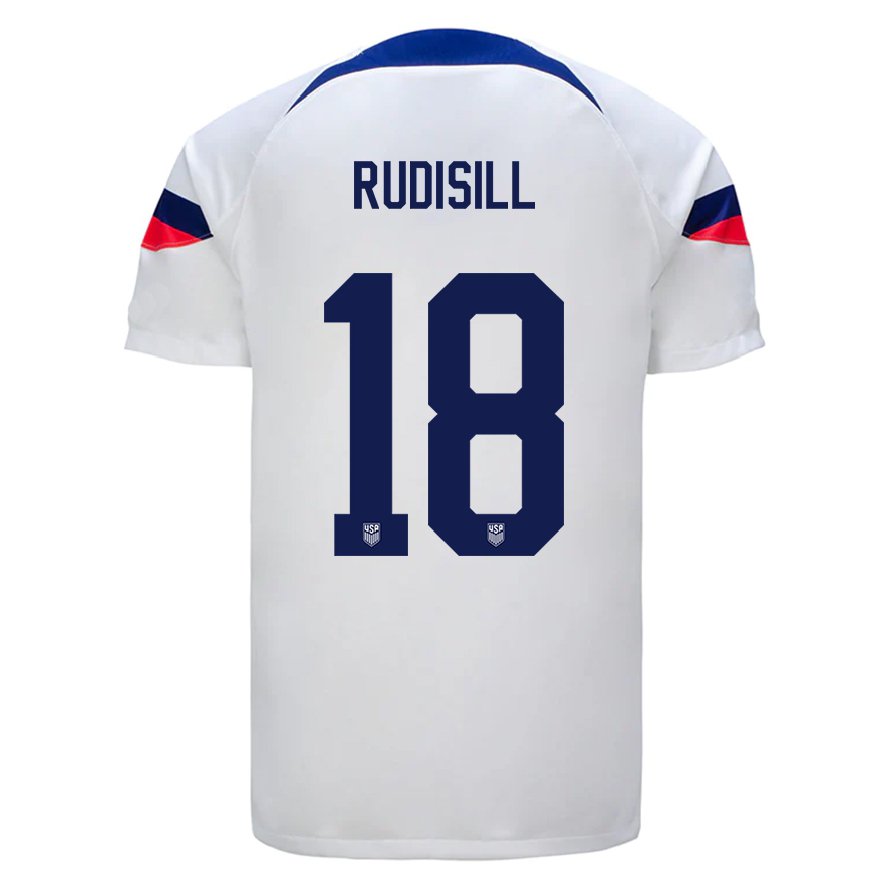 Kandiny Enfant Maillot États-unis Paulo Rudisill #18 Blanc Tenues Domicile 22-24 T-shirt