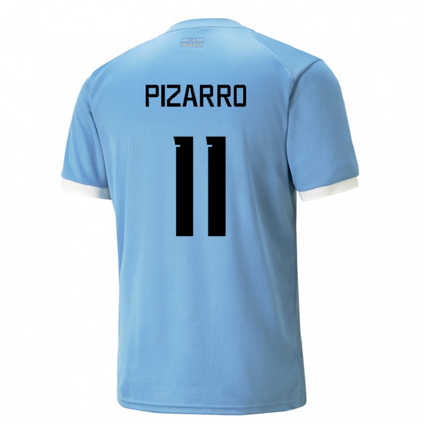 Kandiny Enfant Maillot Uruguay Esperanza Pizarro #11 Bleu Tenues Domicile 22-24 T-shirt