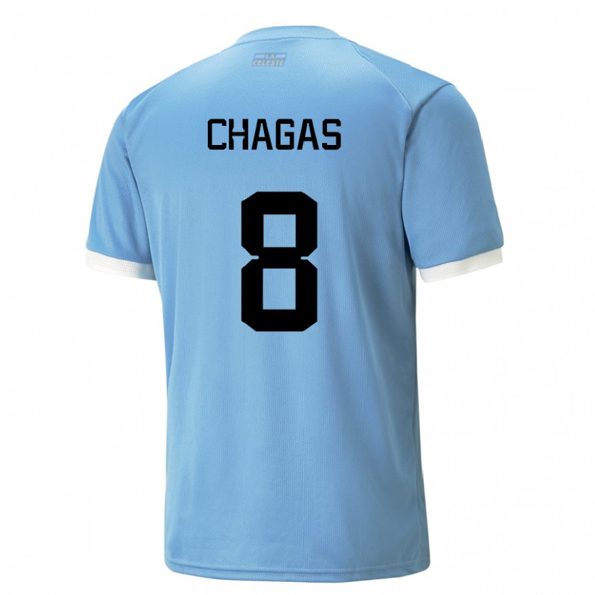 Kandiny Enfant Maillot Uruguay Rodrigo Chagas #8 Bleu Tenues Domicile 22-24 T-shirt