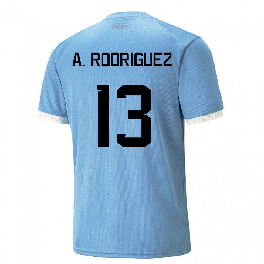 Kandiny Enfant Maillot Uruguay Agustin Rodriguez #13 Bleu Tenues Domicile 22-24 T-shirt