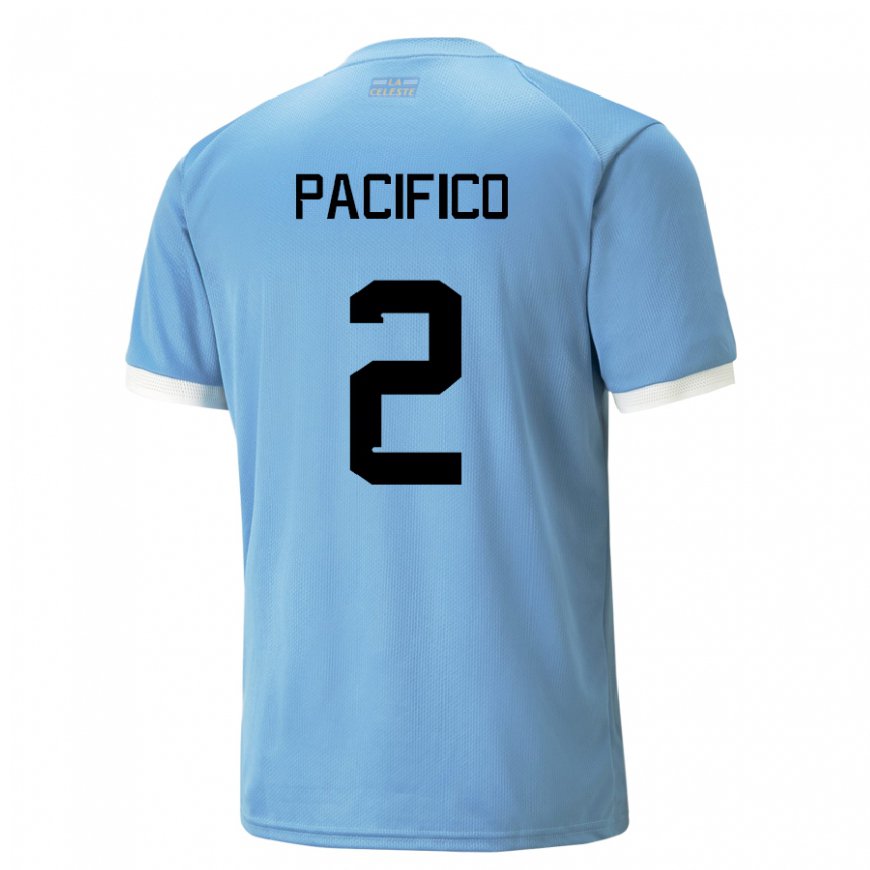 Kandiny Enfant Maillot Uruguay Patricio Pacifico #2 Bleu Tenues Domicile 22-24 T-shirt