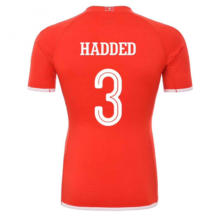 Kandiny Enfant Maillot Tunisie Rayen Hadded #3 Rouge Tenues Domicile 22-24 T-shirt