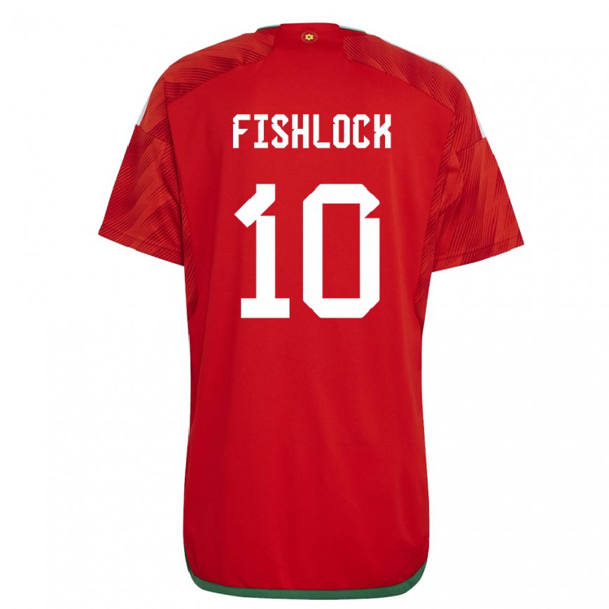 Kandiny Enfant Maillot Pays De Galles Jessica Fishlock #10 Rouge Tenues Domicile 22-24 T-shirt