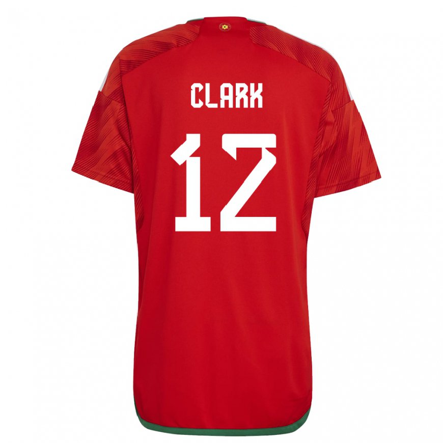 Kandiny Enfant Maillot Pays De Galles Olivia Clark #12 Rouge Tenues Domicile 22-24 T-shirt