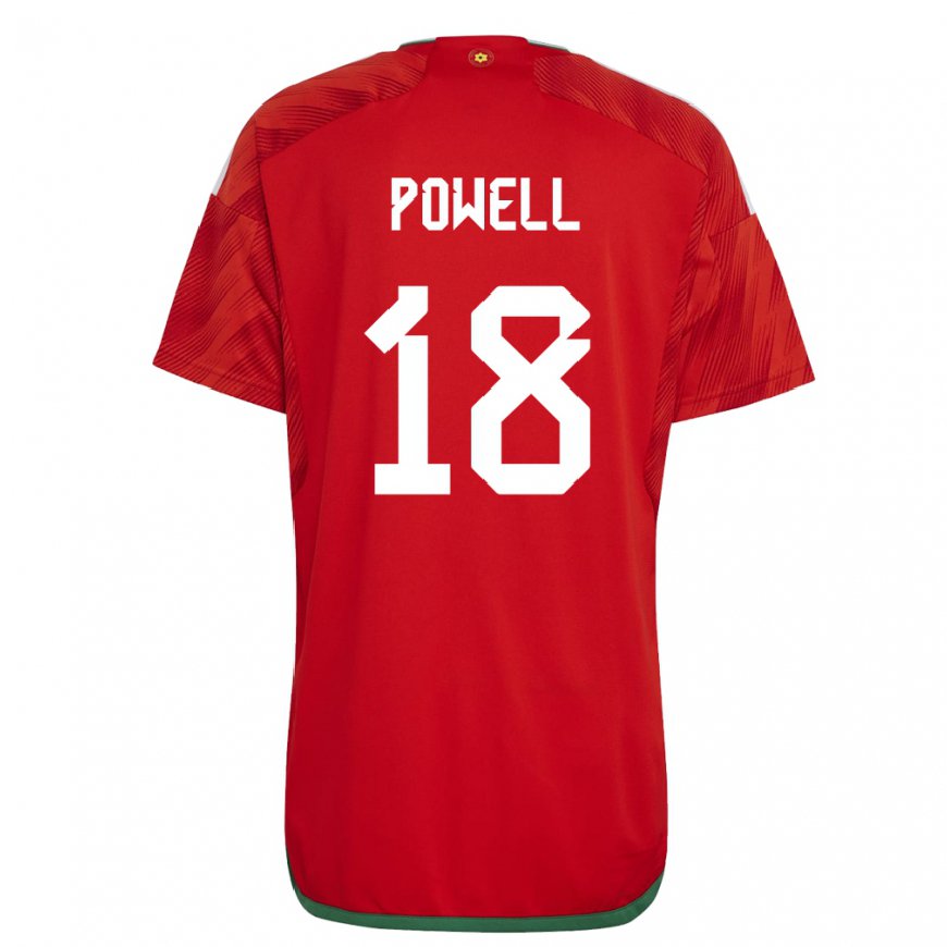 Kandiny Enfant Maillot Pays De Galles Ella Powell #18 Rouge Tenues Domicile 22-24 T-shirt