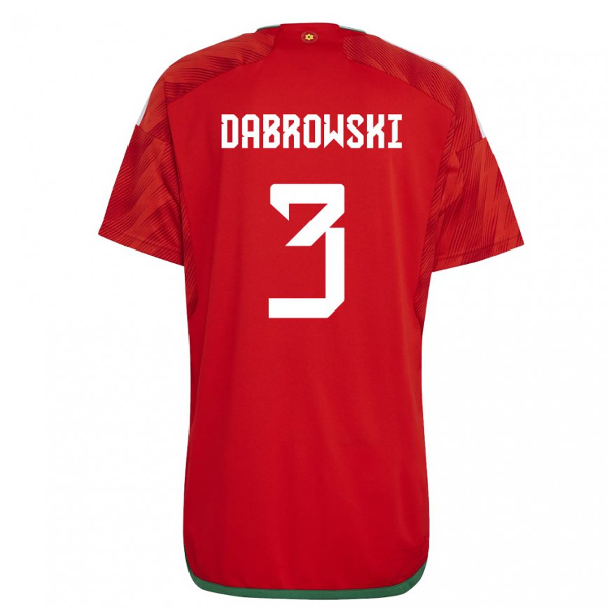 Kandiny Enfant Maillot Pays De Galles Sebastian Dabrowski #3 Rouge Tenues Domicile 22-24 T-shirt
