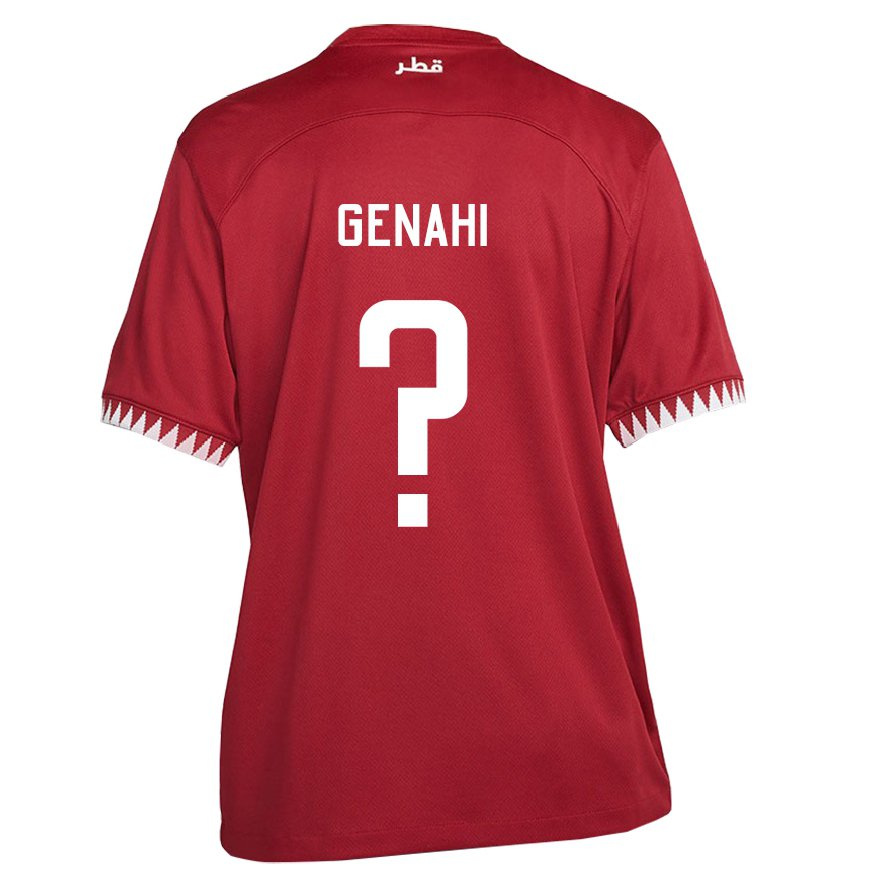 Kandiny Enfant Maillot Qatar Ahmad Genahi #0 Bordeaux Tenues Domicile 22-24 T-shirt