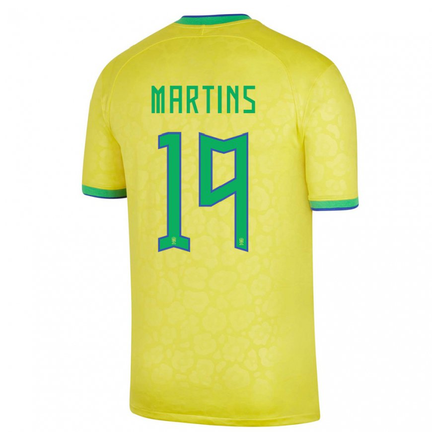 Kandiny Enfant Maillot Brésil Matheus Martins #19 Jaune Tenues Domicile 22-24 T-shirt