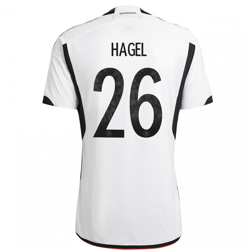 Kandiny Enfant Maillot Allemagne Chantal Hagel #26 Blanc Noir Tenues Domicile 22-24 T-shirt