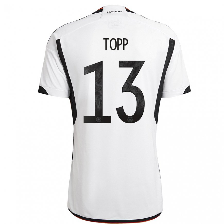 Kandiny Enfant Maillot Allemagne Keke Topp #13 Blanc Noir Tenues Domicile 22-24 T-shirt
