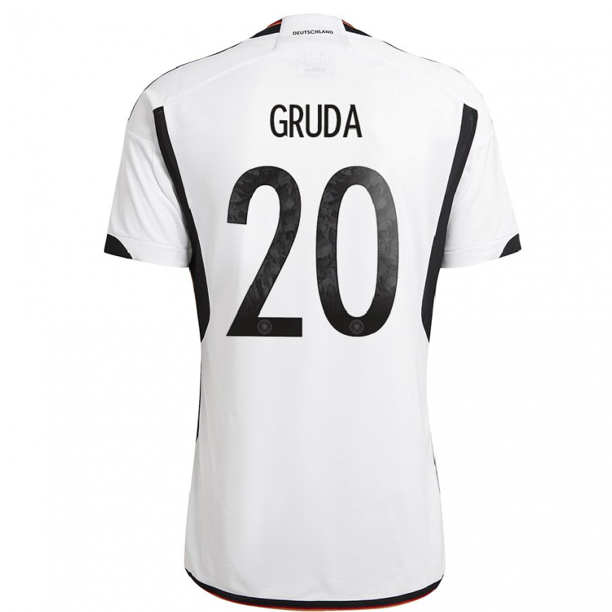 Kandiny Enfant Maillot Allemagne Brajan Gruda #20 Blanc Noir Tenues Domicile 22-24 T-shirt