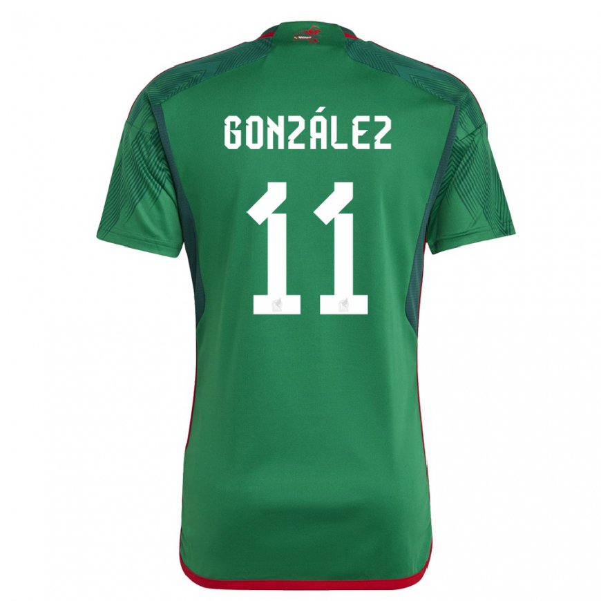 Kandiny Enfant Maillot Mexique Bryan Gonzalez #11 Vert Tenues Domicile 22-24 T-shirt