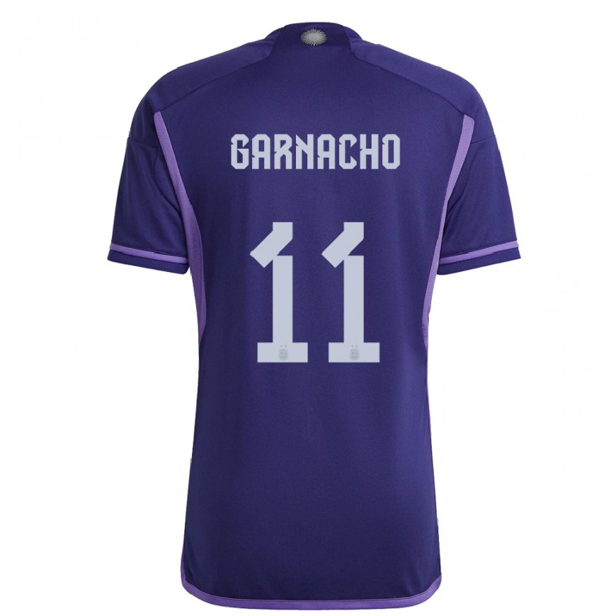 Kandiny Enfant Maillot Argentine Alejandro Garnacho #11 Violet Tenues Extérieur 22-24 T-shirt