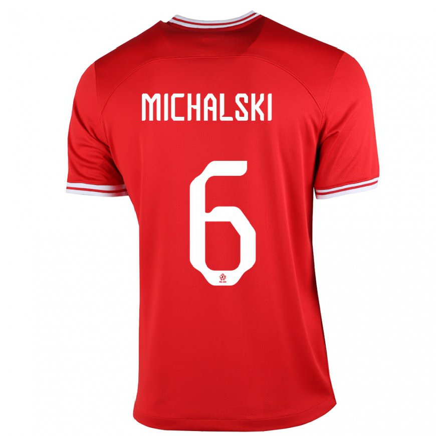 Kandiny Enfant Maillot Pologne Szymon Michalski #6 Rouge Tenues Extérieur 22-24 T-shirt