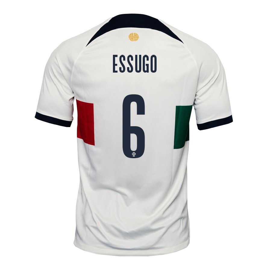 Kandiny Enfant Maillot Portugal Dario Essugo #6 Blanc Tenues Extérieur 22-24 T-shirt