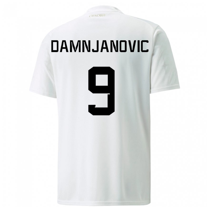 Kandiny Enfant Maillot Serbie Jovana Damnjanovic #9 Blanc Tenues Extérieur 22-24 T-shirt