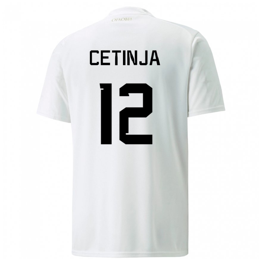 Kandiny Enfant Maillot Serbie Sara Cetinja #12 Blanc Tenues Extérieur 22-24 T-shirt
