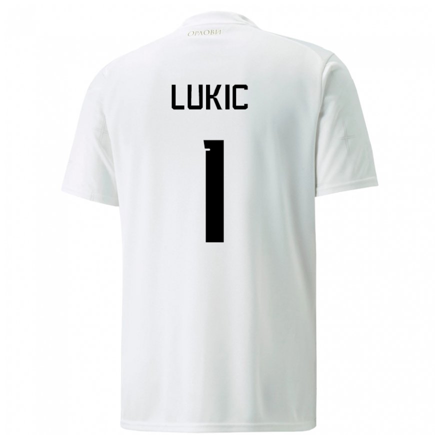 Kandiny Enfant Maillot Serbie Ognjen Lukic #1 Blanc Tenues Extérieur 22-24 T-shirt