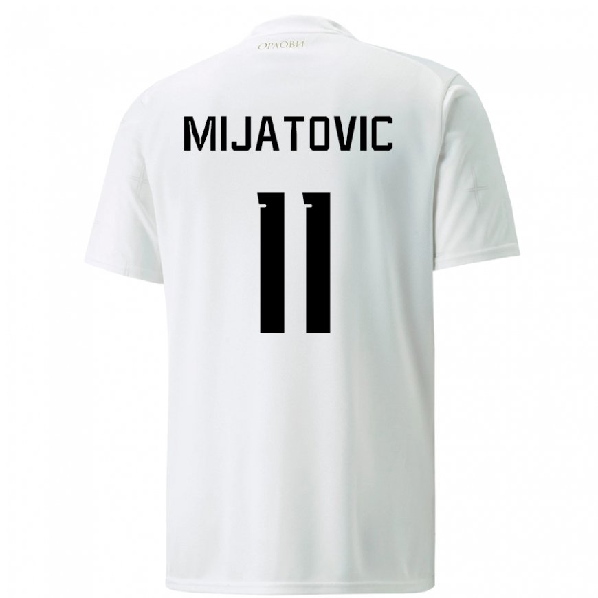 Kandiny Enfant Maillot Serbie Jovan Mijatovic #11 Blanc Tenues Extérieur 22-24 T-shirt