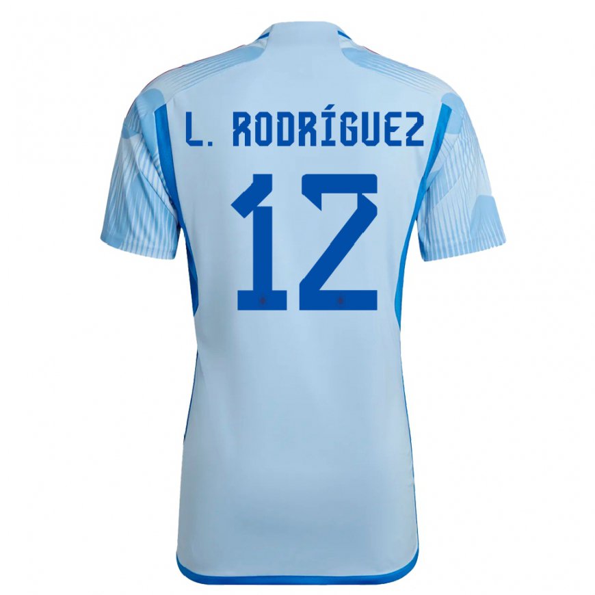 Kandiny Enfant Maillot Espagne Lucia Rodriguez #12 Bleu Ciel Tenues Extérieur 22-24 T-shirt