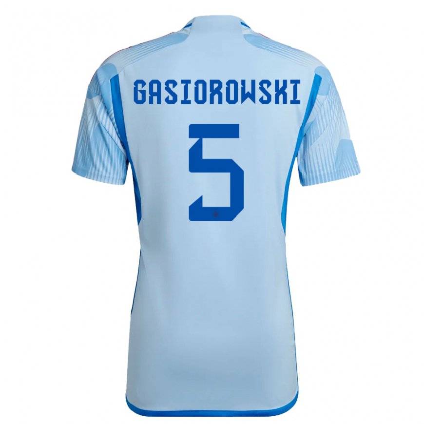 Kandiny Enfant Maillot Espagne Yarek Gasiorowski #5 Bleu Ciel Tenues Extérieur 22-24 T-shirt