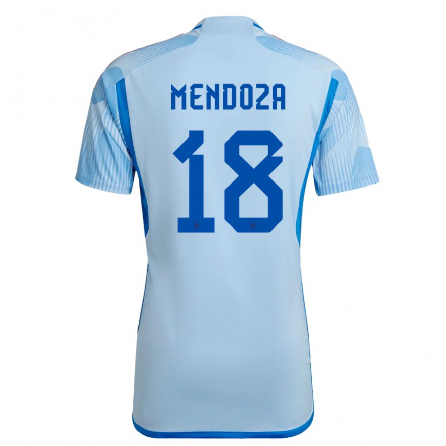 Kandiny Enfant Maillot Espagne Rodrigo Mendoza #18 Bleu Ciel Tenues Extérieur 22-24 T-shirt