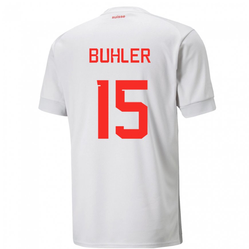 Kandiny Enfant Maillot Suisse Luana Buhler #15 Blanc Tenues Extérieur 22-24 T-shirt