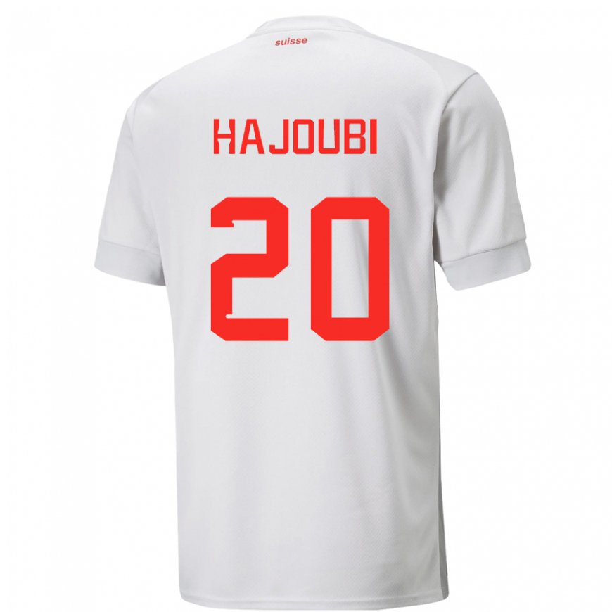 Kandiny Enfant Maillot Suisse Amin Hajoubi #20 Blanc Tenues Extérieur 22-24 T-shirt