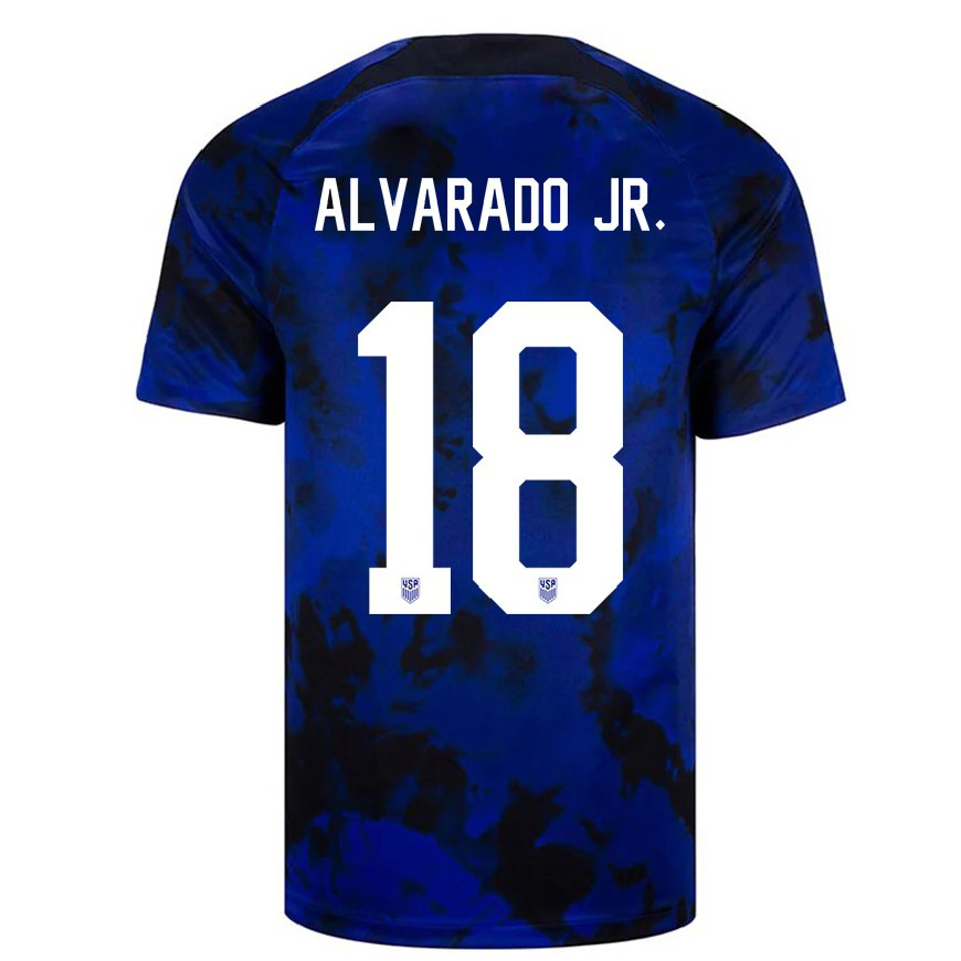 Kandiny Enfant Maillot États-unis Alejandro Alvarado Jr #18 Bleu Royal Tenues Extérieur 22-24 T-shirt