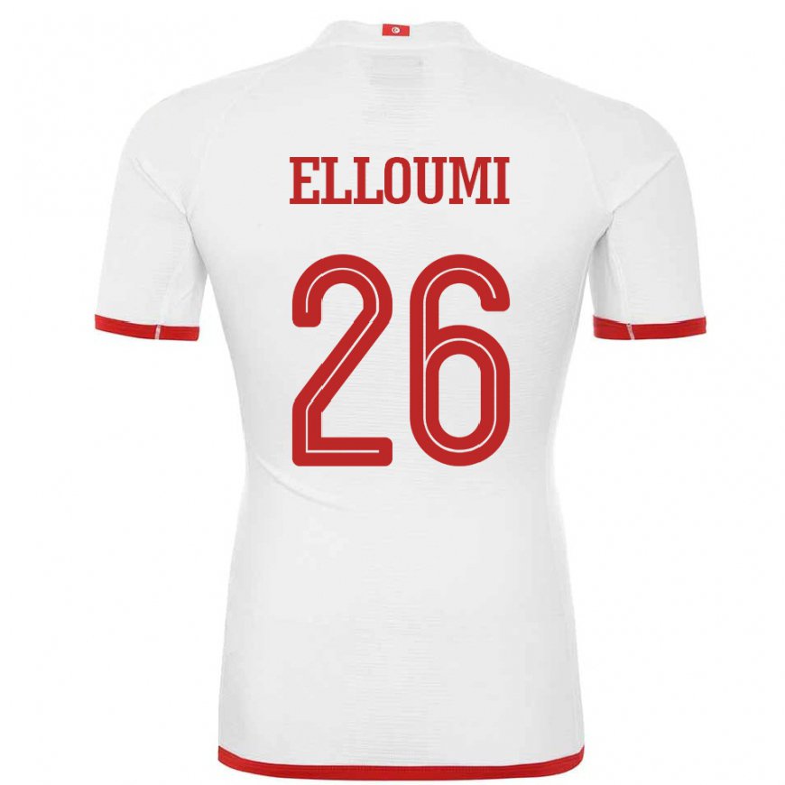 Kandiny Enfant Maillot Tunisie Khalil Elloumi #26 Blanc Tenues Extérieur 22-24 T-shirt