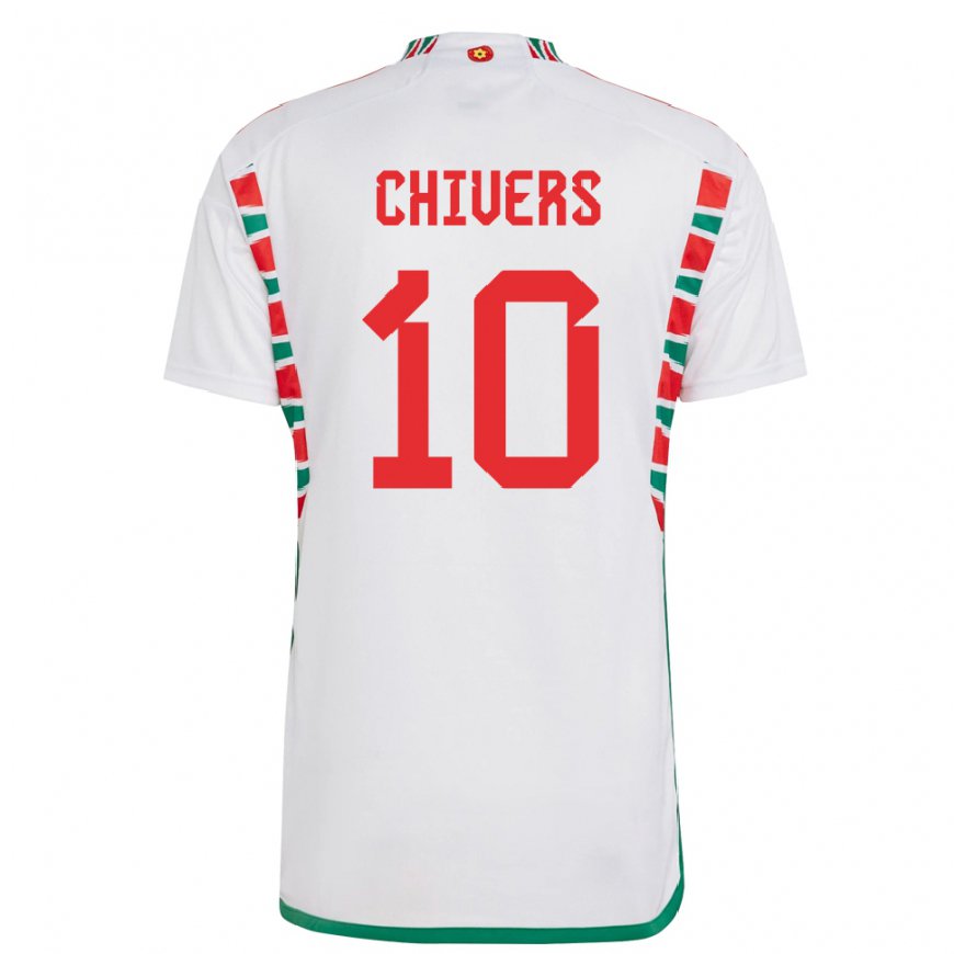 Kandiny Enfant Maillot Pays De Galles Chloe Chivers #10 Blanc Tenues Extérieur 22-24 T-shirt