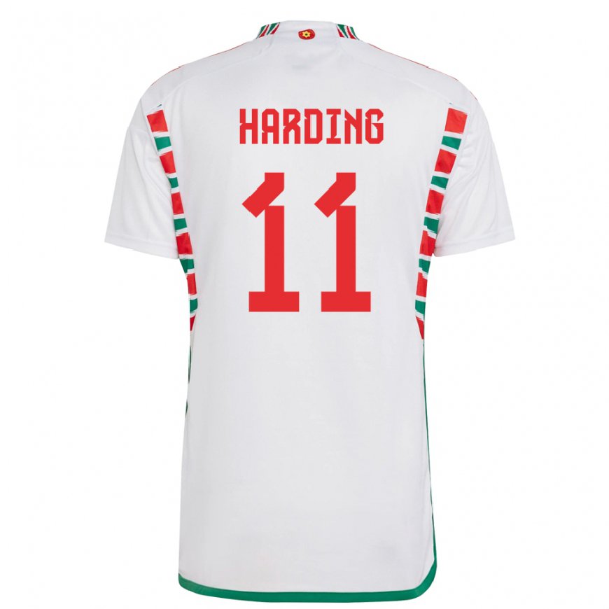 Kandiny Enfant Maillot Pays De Galles Natasha Harding #11 Blanc Tenues Extérieur 22-24 T-shirt