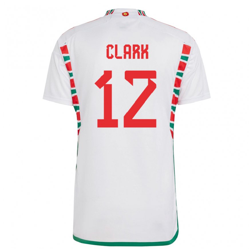 Kandiny Enfant Maillot Pays De Galles Olivia Clark #12 Blanc Tenues Extérieur 22-24 T-shirt