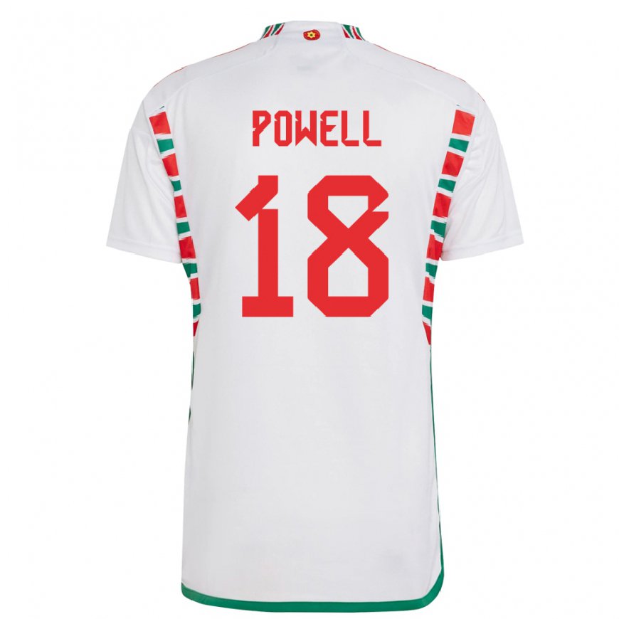 Kandiny Enfant Maillot Pays De Galles Ella Powell #18 Blanc Tenues Extérieur 22-24 T-shirt