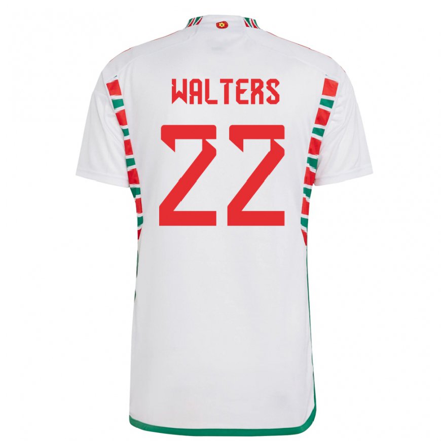 Kandiny Enfant Maillot Pays De Galles Georgia Walters #22 Blanc Tenues Extérieur 22-24 T-shirt
