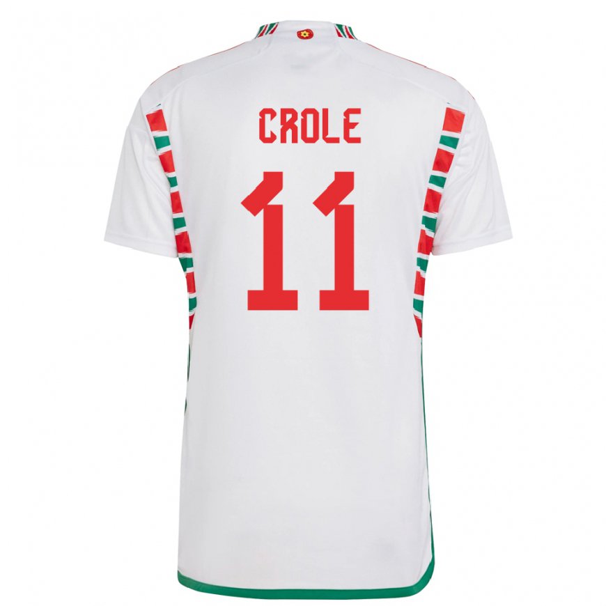 Kandiny Enfant Maillot Pays De Galles James Crole #11 Blanc Tenues Extérieur 22-24 T-shirt