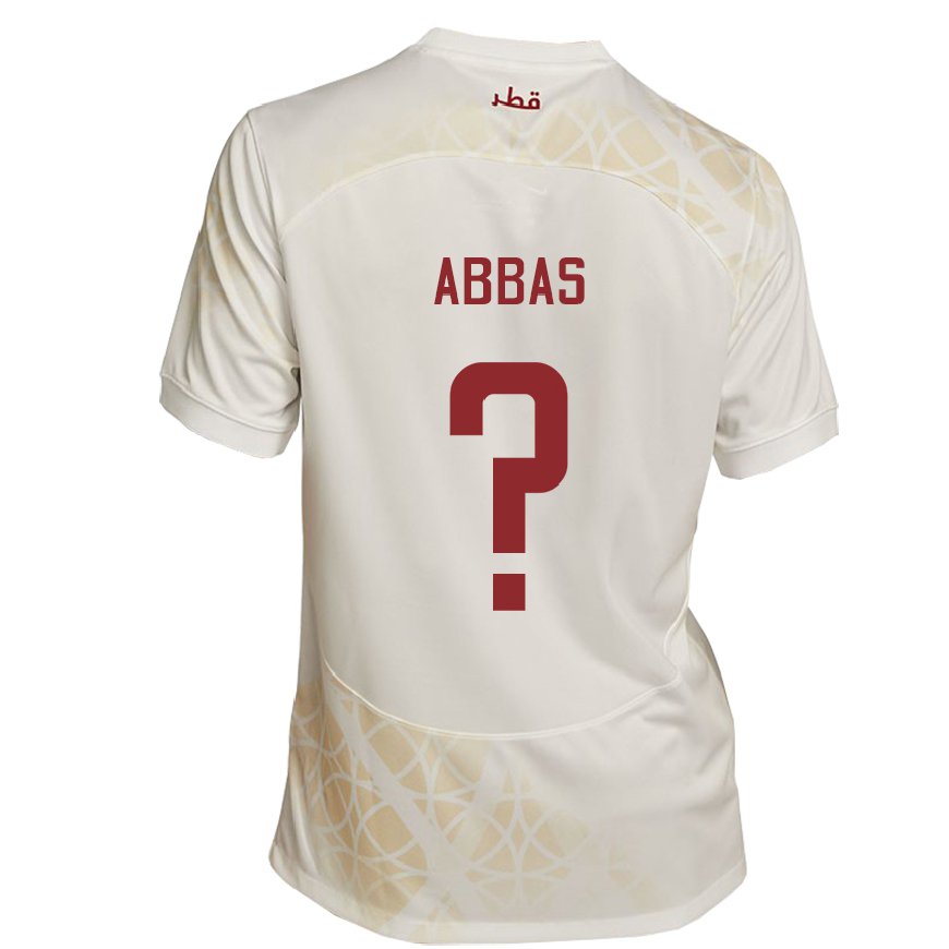 Kandiny Enfant Maillot Qatar Nasser Abbas #0 Beige Doré Tenues Extérieur 22-24 T-shirt