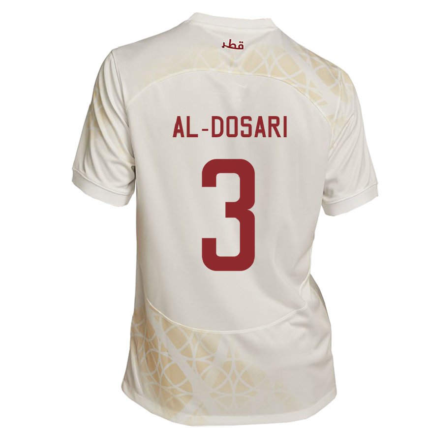 Kandiny Enfant Maillot Qatar Dana Al Dosari #3 Beige Doré Tenues Extérieur 22-24 T-shirt