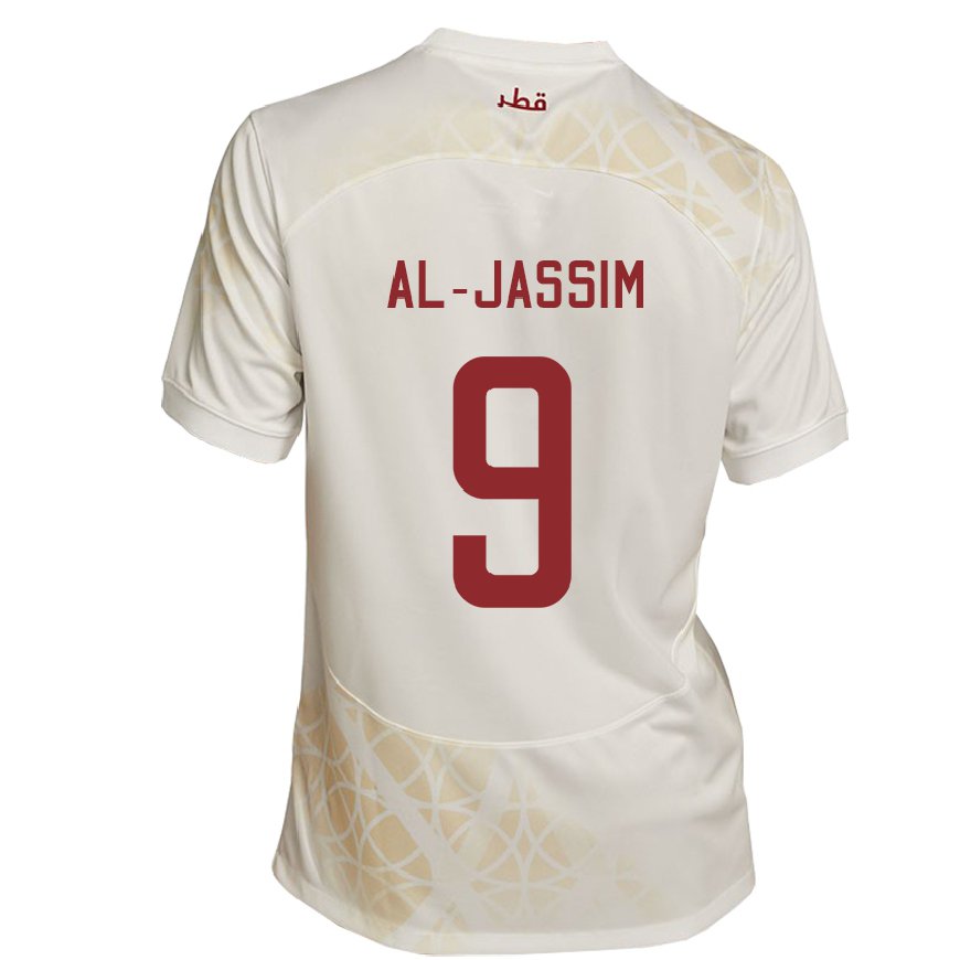 Kandiny Enfant Maillot Qatar Kholoud Al Jassim #9 Beige Doré Tenues Extérieur 22-24 T-shirt